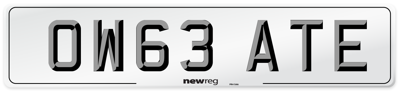 OW63 ATE Number Plate from New Reg